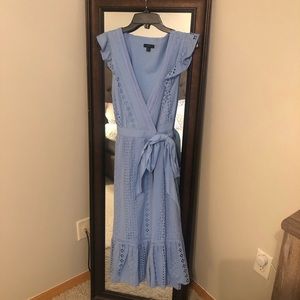 J.Crew Midi Wrap Dress in Allover Eyelet, Size 8
